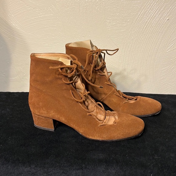 Carritz exposed lace up Oona booties in Rust suede 38/US 8 - Picture 1 of 13
